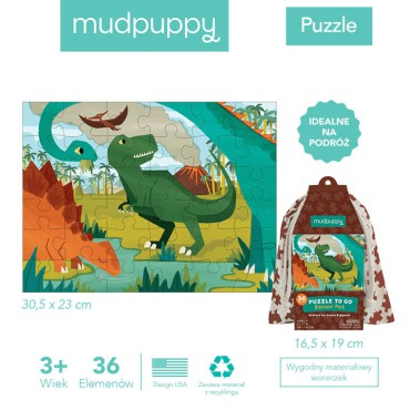 Puzzle podróżne w woreczku Park dinozaurów 36 el. 3+ Mudpuppy - 4