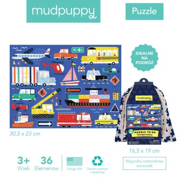 Puzzle podróżne w woreczku Transport 36 el. 3+ Mudpuppy - 3