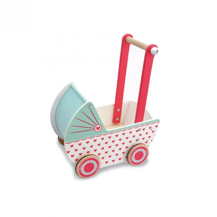 Drewniany wózek dla lalek serduszka Indigo Jamm