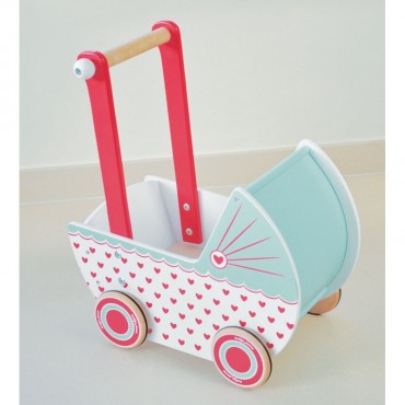 Drewniany wózek dla lalek serduszka Indigo Jamm