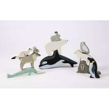 Drewniane figurki do zabawy - zwierzęta polarne Tender Leaf Toys - 7