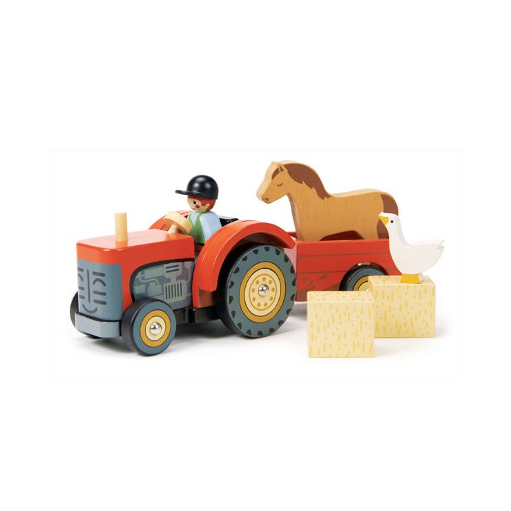 Drewniany traktor z przyczepą i akcesoriami Tender Leaf Toys - 4