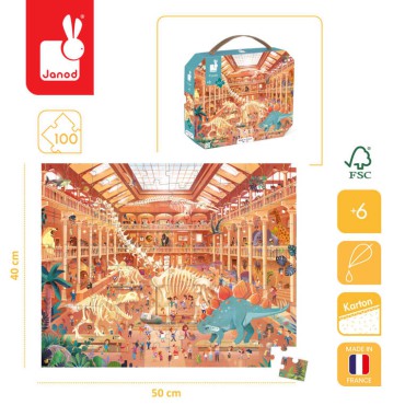 Puzzle w walizce Muzeum historii naturalnej 100 elementów 6+ Made in France Janod - 5