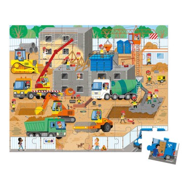 Puzzle w walizce Plac budowy 36 elementów 4+ Made in France Janod - 2