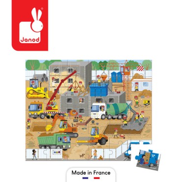 Puzzle w walizce Plac budowy 36 elementów 4+ Made in France Janod - 5