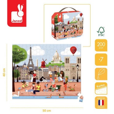 Puzzle w walizce Paryż 200 elementów 7+ Made in France Janod - 8