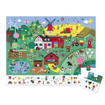 Puzzle obserwacyjne w walizce Farma 24 el. 3+  Janod - 6