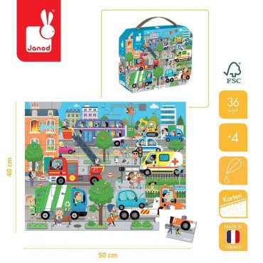 Puzzle w walizce Miasto 36 el. 4+ Made in France Janod - 5
