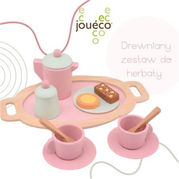 Drewniany zestaw do herbaty Tea set pink Joueco - 4