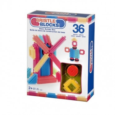 Klocki jeżyki w pudełki 36 elementów Basic Builder Box Bristle Blocks