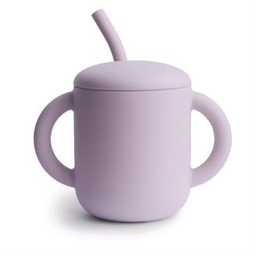 Silikonowy Kubek ze Słomką Soft Lilac Mushie - 1