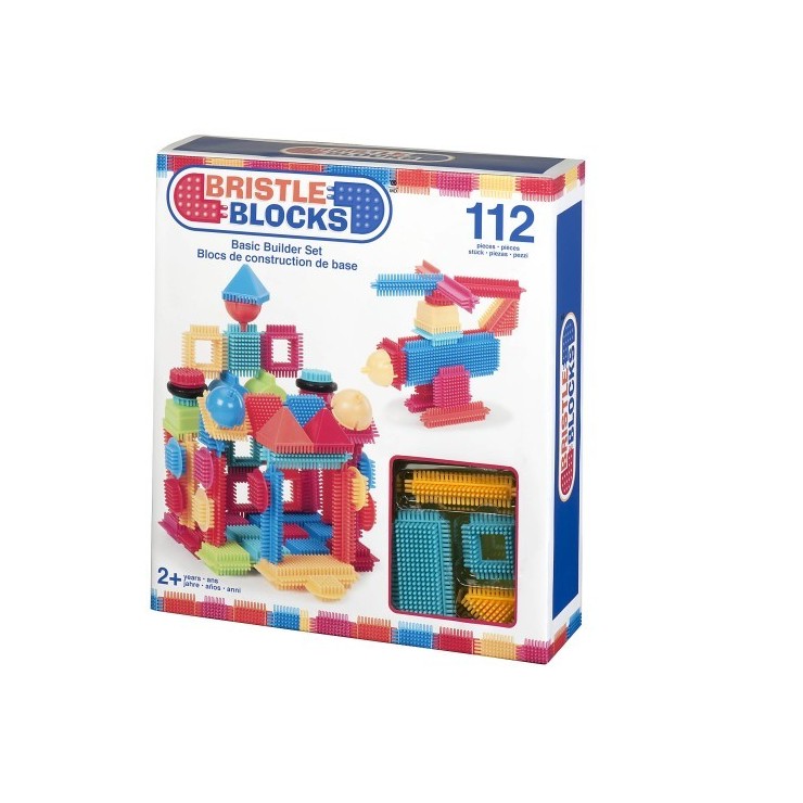 Klocki jeżyki w pudełku 112 elementów Basic Builder Box Bristle Blocks