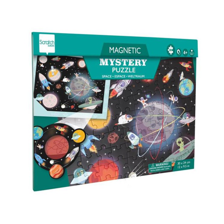 2w1 Puzzle magnetyczne i gra Szukaj z lupą - Kosmos 80 el. Scratch - 3