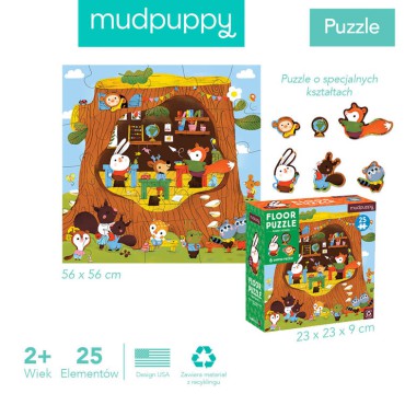 Puzzle podłogowe Leśna szkoła z unikalnymi kształtami 25 elementów 2+ Mudpuppy - 4