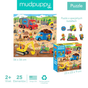 Puzzle podłogowe Plac budowy z unikalnymi kształtami 25 elementów 2+ Mudpuppy - 4