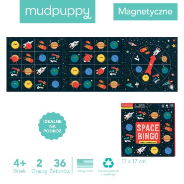 Podróżna magnetyczna gra planszowa bingo W kosmosie 4+ Mudpuppy - 3