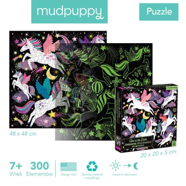 Puzzle rodzinne świecące w ciemności Jednorożce 300 elementów 7+ Mudpuppy - 6