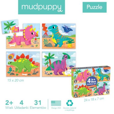 Puzzle progresywne Mój przyjaciel dinozaur 4, 6, 9 i 12 elementów 2+ Mudpuppy - 7