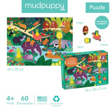 Puzzle sensoryczne z elementami zapachowymi Owocowa dżungla 60 el. 4+ Mudpuppy - 4