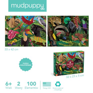 Puzzle dwustronne Las deszczowy 100 elementów Mudpuppy - 6