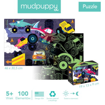 Puzzle świecące w ciemności Monster trucki 100 elementów 5+ Mudpuppy - 4