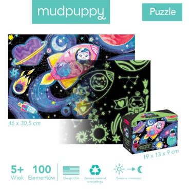 Puzzle świecące w ciemności Kosmiczne marzenia 100 elementów 5+ Mudpuppy - 15
