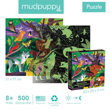 Puzzle rodzinne świecące w ciemności Las 500 elementów 8+ Mudpuppy - 10