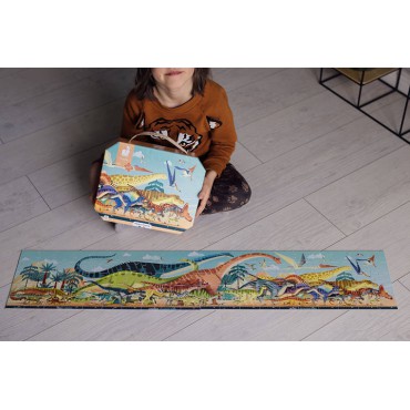Puzzle panoramiczne w walizce Dinozaury 100 el. 6+ Made in France Janod - 3