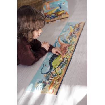 Puzzle panoramiczne w walizce Dinozaury 100 el. 6+ Made in France Janod - 5