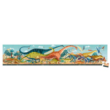 Puzzle panoramiczne w walizce Dinozaury 100 el. 6+ Made in France Janod - 9