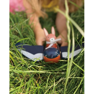 Przyjaciele - jaskółka i zajączek, drewniane figurki Tender Leaf Toys - 2