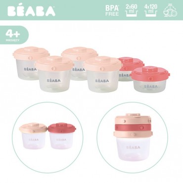 Beaba Zestaw słoiczków Clip 6 szt. 60 ml i 120 ml Pink