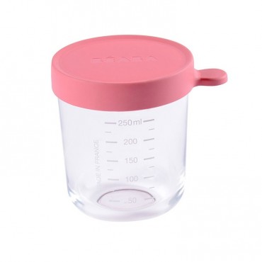 Beaba Pojemnik słoiczek szklany z hermetycznym zamknięciem 250 ml dark pink