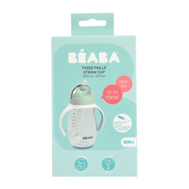 Bidon niekapek ze słomką tritanowy 300 ml Sage green Beaba - 5