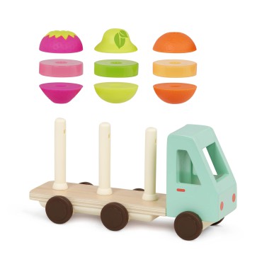 Stack & Roll Fruit Truck – drewniana ciężarówka z owocami B.Toys - 1